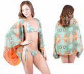 Bolero Barbara, Kimono, Estampa exclusiva digital MOS Geometrico Verde